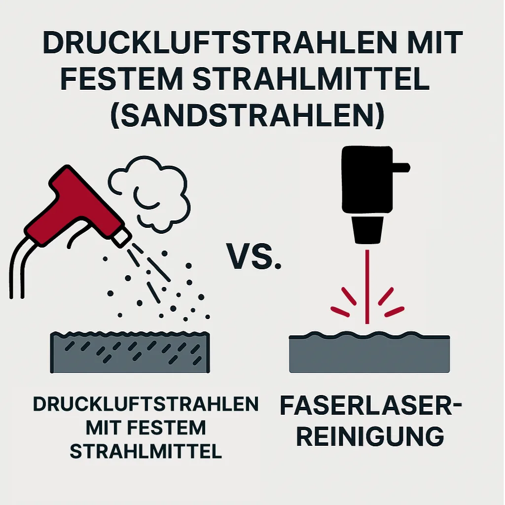 Druckluftstrahlen Reinigung vs. Faserlaser-Reinigung